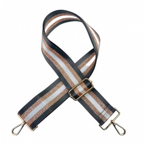 Bag Strap - Grey & Rose Gold Stripe
